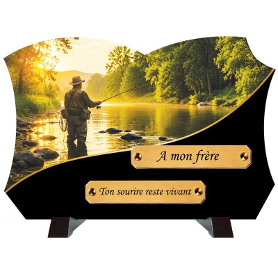 Plaque funéraire monochrome Pêche | Artis Funéraire
