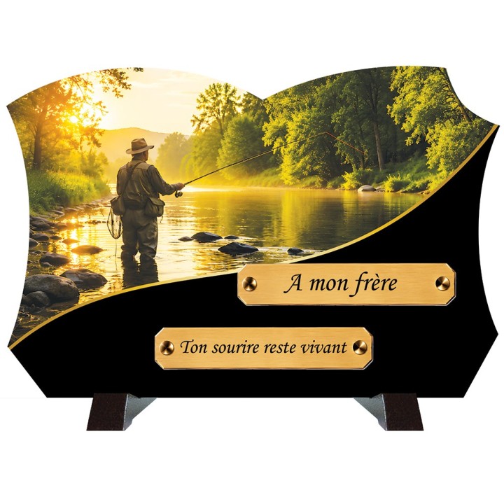 Plaque funéraire monochrome Pêche | Artis Funéraire