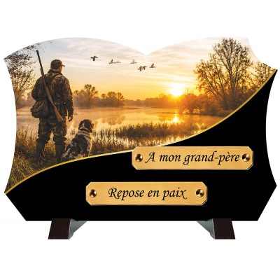 Plaque funéraire monochrome Chasse | Artis Funéraire