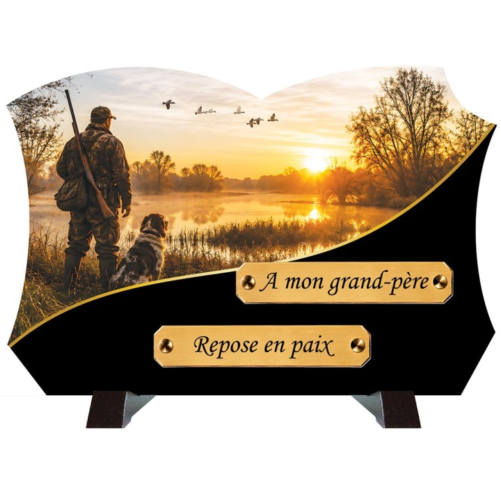 Plaque funéraire monochrome Chasse | Artis Funéraire