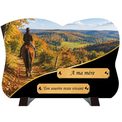 Plaque funéraire monochrome Equitation | Artis Funéraire