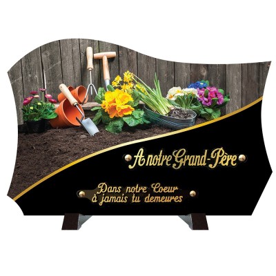 Plaque funéraire monochrome Jardinage | Artis Funéraire