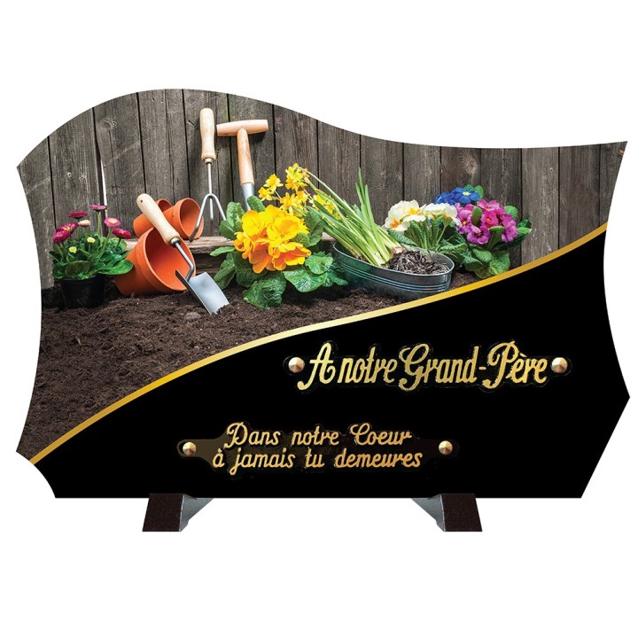 Plaque funéraire monochrome Jardinage | Artis Funéraire