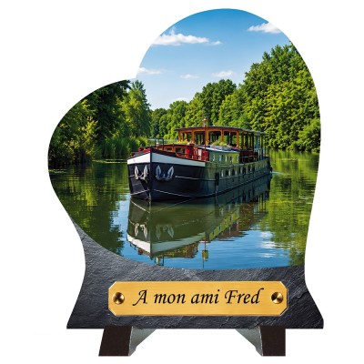 Plaque funéraire cœur Péniche | Artis Funéraire