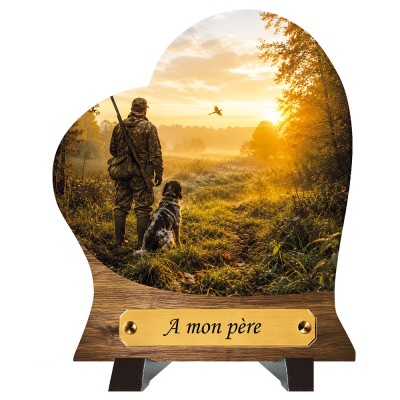 Plaque funéraire cœur Chasse | Artis Funéraire