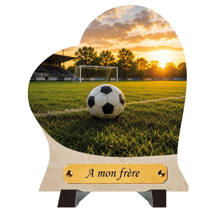 Plaque funéraire cœur Football | Artis Funéraire