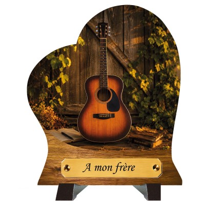 Plaque funéraire cœur Guitare | Artis Funéraire