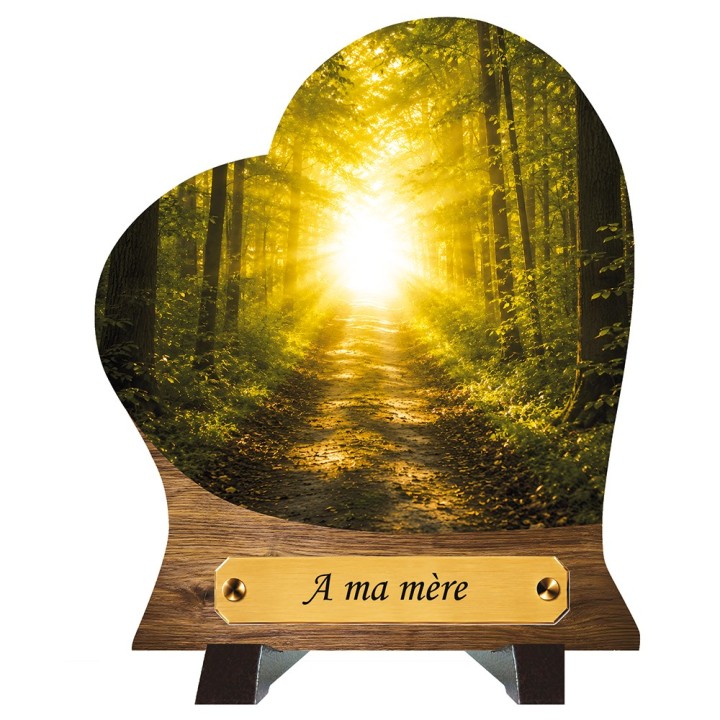 Plaque funéraire cœur Lumière en forêt | Artis Funéraire