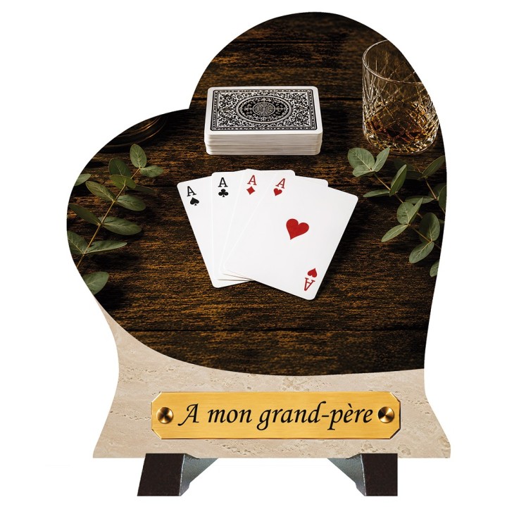 Plaque funéraire cœur Jeu de cartes | Artis Funéraire