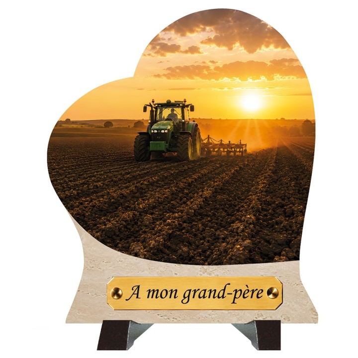 Plaque funéraire cœur Tracteur | Artis Funéraire