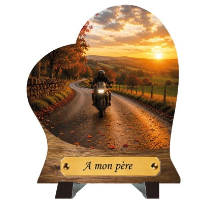 Plaque funéraire cœur Moto | Artis Funéraire