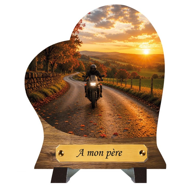 Plaque funéraire cœur Moto | Artis Funéraire