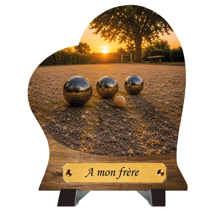 Plaque funéraire cœur Pétanque | Artis Funéraire