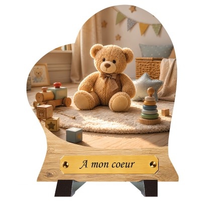 Plaque funéraire cœur Nounours | Artis Funéraire