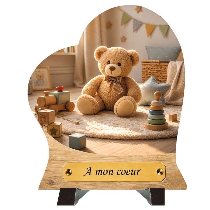 Plaque funéraire cœur Nounours | Artis Funéraire