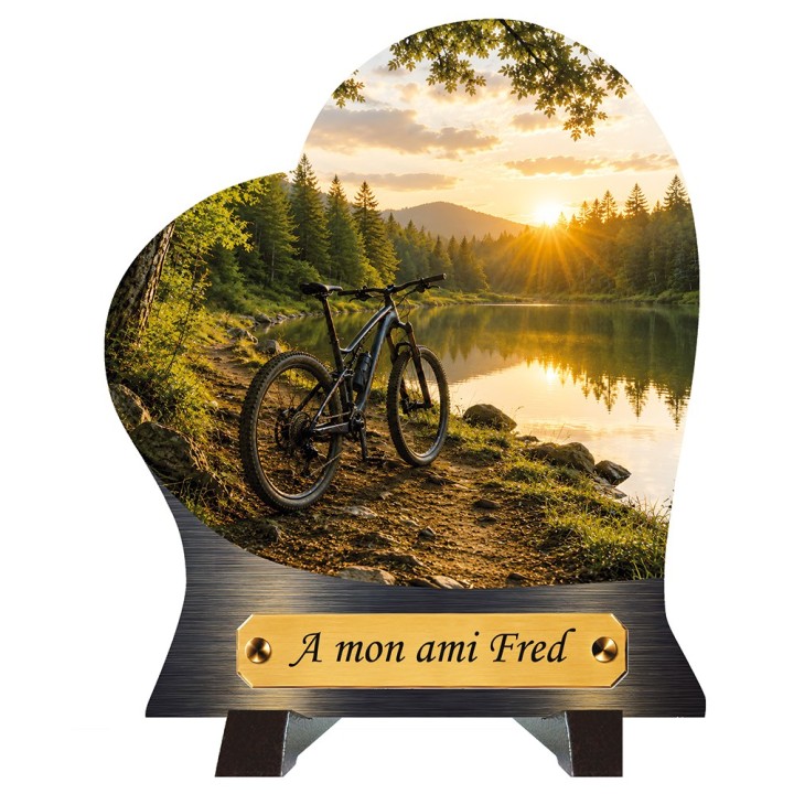 Plaque funéraire cœur Vélo | Artis Funéraire
