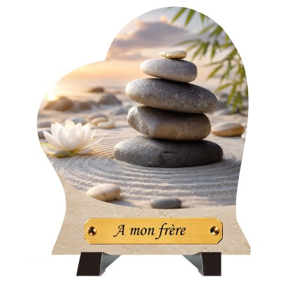 Plaque funéraire cœur Galets sur la plage | Artis Funéraire