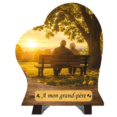 Plaque funéraire cœur Papy mamie banc | Artis Funéraire