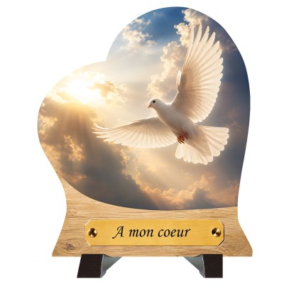 Plaque funéraire cœur Colombe | Artis Funéraire
