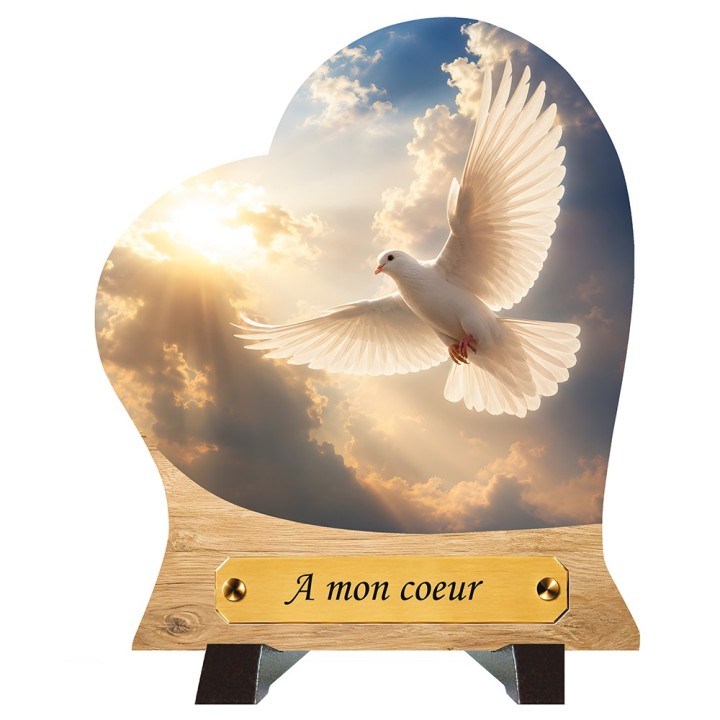 Plaque funéraire cœur Colombe | Artis Funéraire