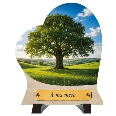 Plaque funéraire cœur Arbre de vie | Artis Funéraire