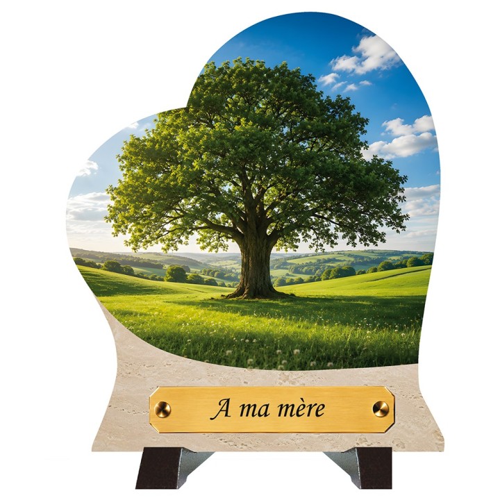 Plaque funéraire cœur Arbre de vie | Artis Funéraire