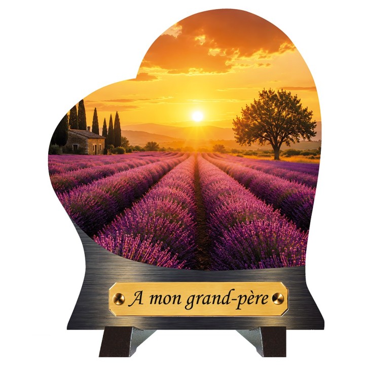 Plaque cœur Coucher de soleil lavande | Artis Funéraire