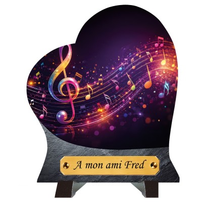 Plaque funéraire cœur Notes de musique | Artis Funéraire