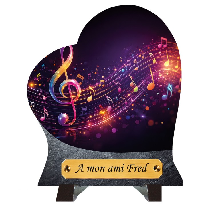 Plaque funéraire cœur Notes de musique | Artis Funéraire