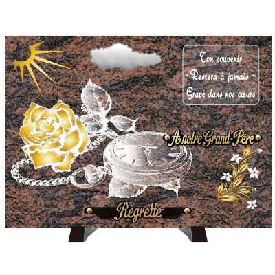 Plaque funéraire Compogranit MONTRE et ROSE | Artis