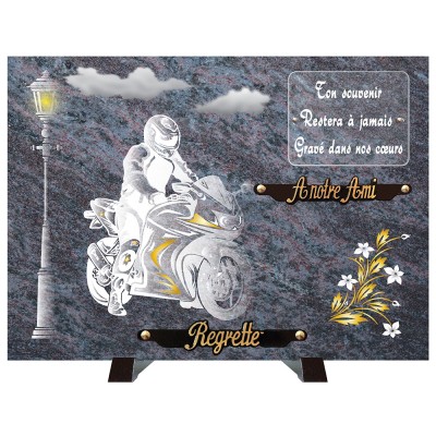 Plaque funéraire COMPOGRANIT Motard | Artis