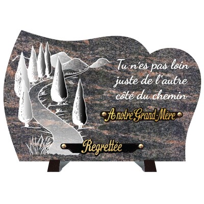 Plaque compogranit Chemin cyprès | Artis Funéraire