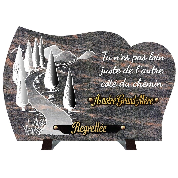 Plaque compogranit Chemin cyprès | Artis Funéraire