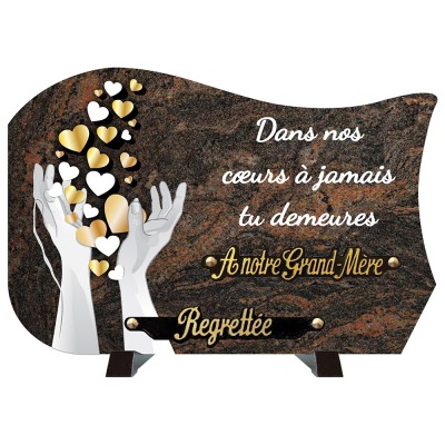 Plaque compogranit Cœurs mains | Artis Funéraire