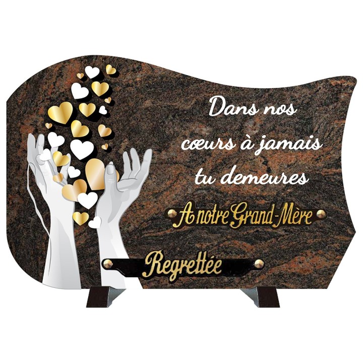 Plaque compogranit Cœurs mains | Artis Funéraire