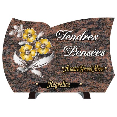 Plaque compogranit Fleurs jaunes | Artis Funéraire