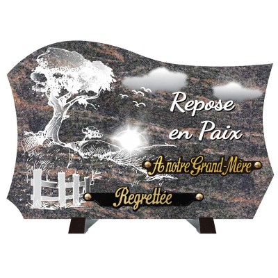 Plaque compogranit Arbre haie | Artis Funéraire