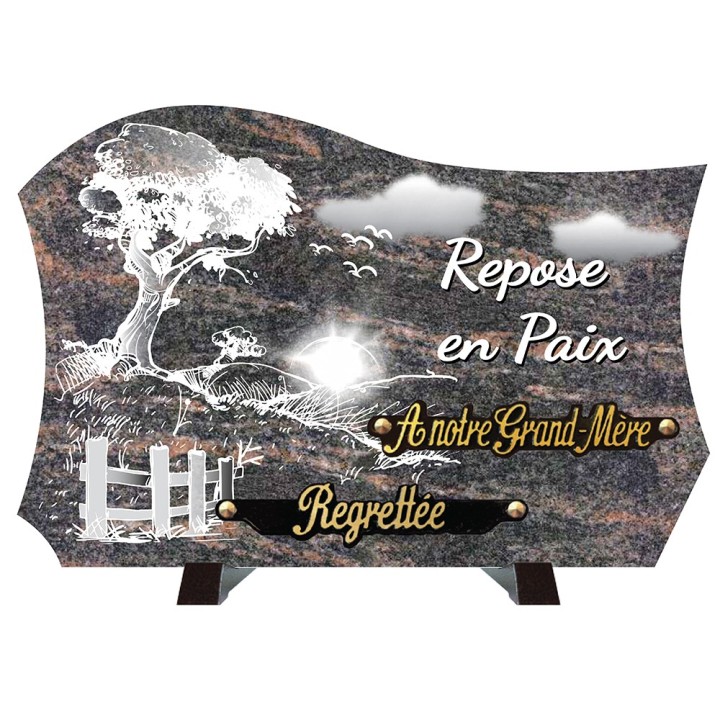 Plaque compogranit Arbre haie | Artis Funéraire