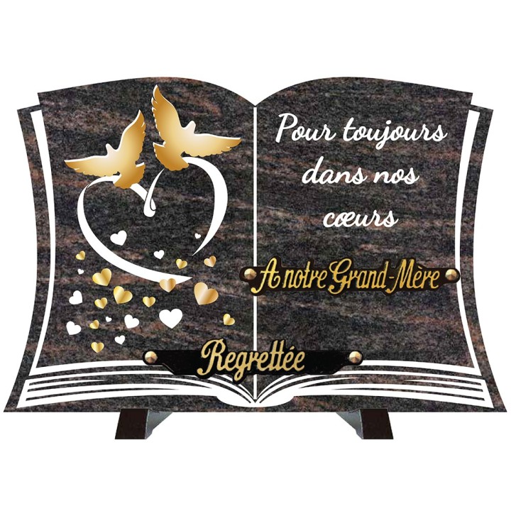 Plaque compogranit Colombes cœur | Artis Funéraire