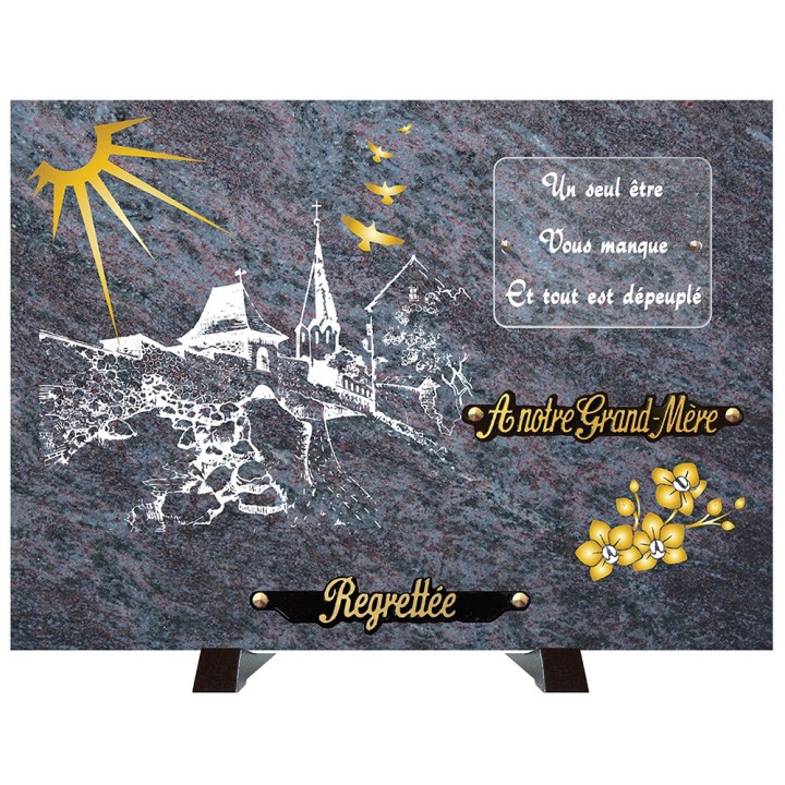 Plaque compogranit Village église | Artis Funéraire