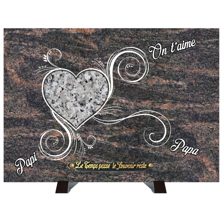 Plaque compogranit Cœur Himalaya Blue | Artis Funéraire