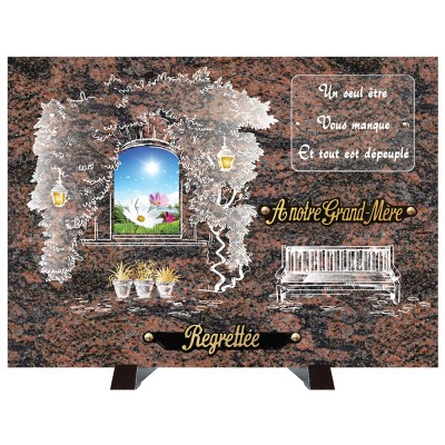 Plaque compogranit Fenêtre banc | Artis Funéraire