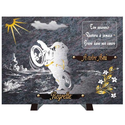Plaque compogranit Moto cross | Artis Funéraire
