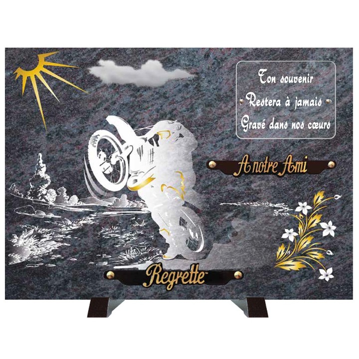 Plaque compogranit Moto cross | Artis Funéraire