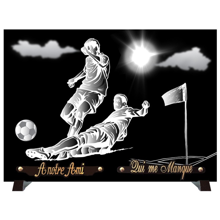 Plaque funéraire monochrome Football | Artis Funéraire