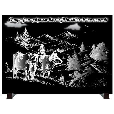 Plaque monochrome Vaches campagne | Artis Funéraire