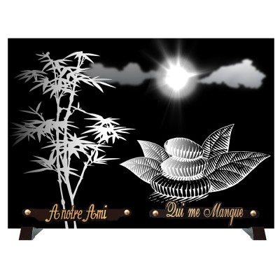 Plaque funéraire monochrome Soleil plante | Artis Funéraire