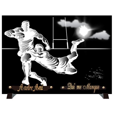 Plaque funéraire monochrome Rugby | Artis Funéraire