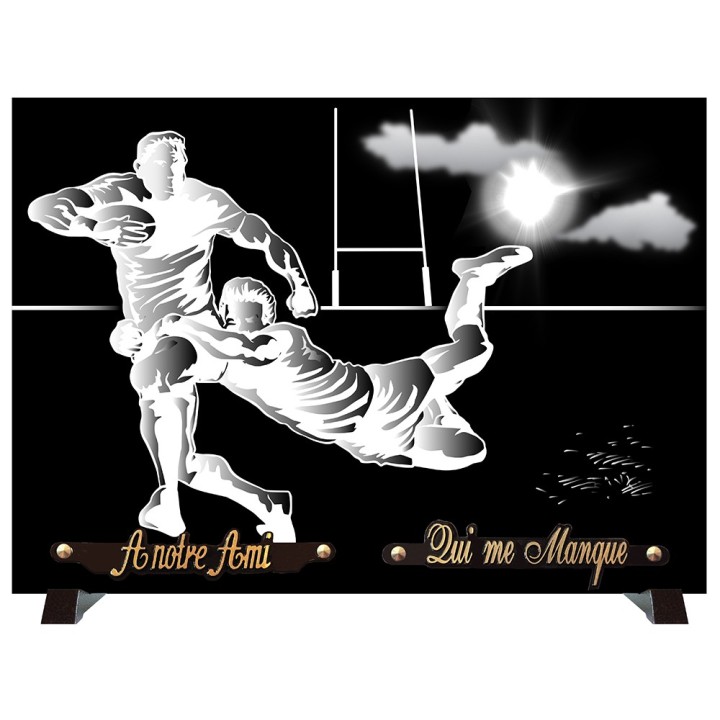 Plaque funéraire monochrome Rugby | Artis Funéraire