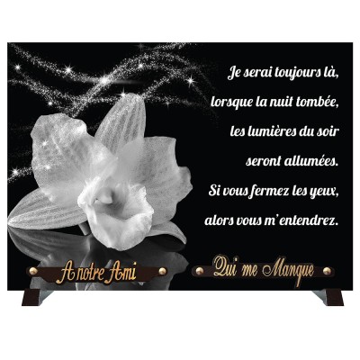 Plaque funéraire monochrome Fleur blanche | Artis Funéraire